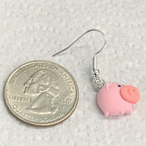 Pig Earring, Piggy, Pig Jewelry, Pig Charm, Gift Idea, Silly Animal Earring, Hog - Picture 8 of 9